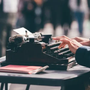 hands on a typewrite image