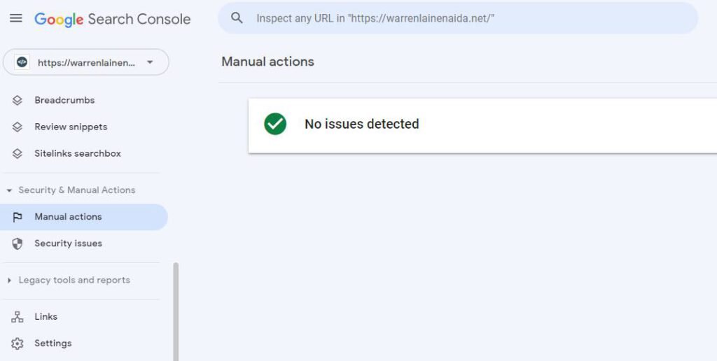 google search console manual actions all clear