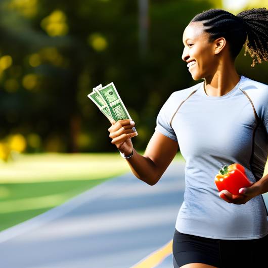 AI image of a female jogger holding money and a vegetable