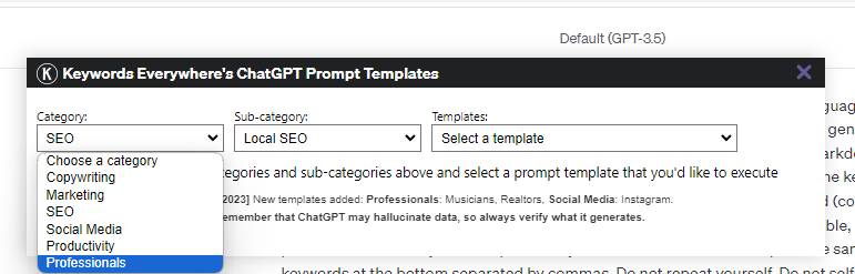 Using Keywords Everywhere Prompt Templates in ChaptGPT 