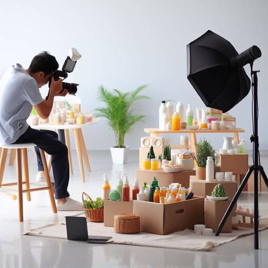 a man taking photos of products in a studio