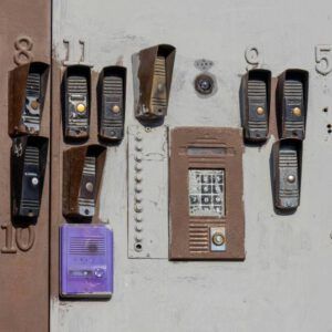 door buzzers on a wall