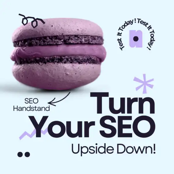 a purple macaron as symbol for seo on its head