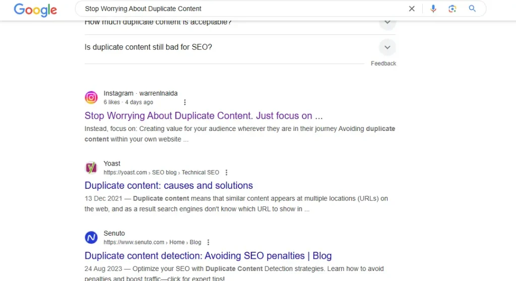 google serps screenshot