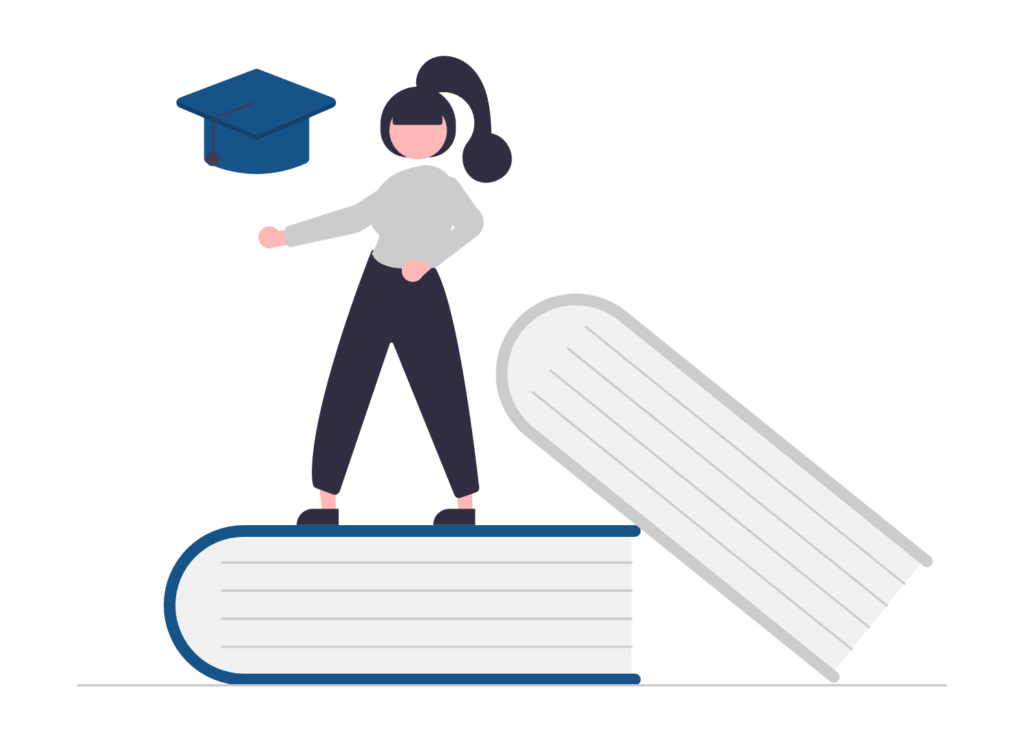 UnDraw graphic of a woman standing on textbooks