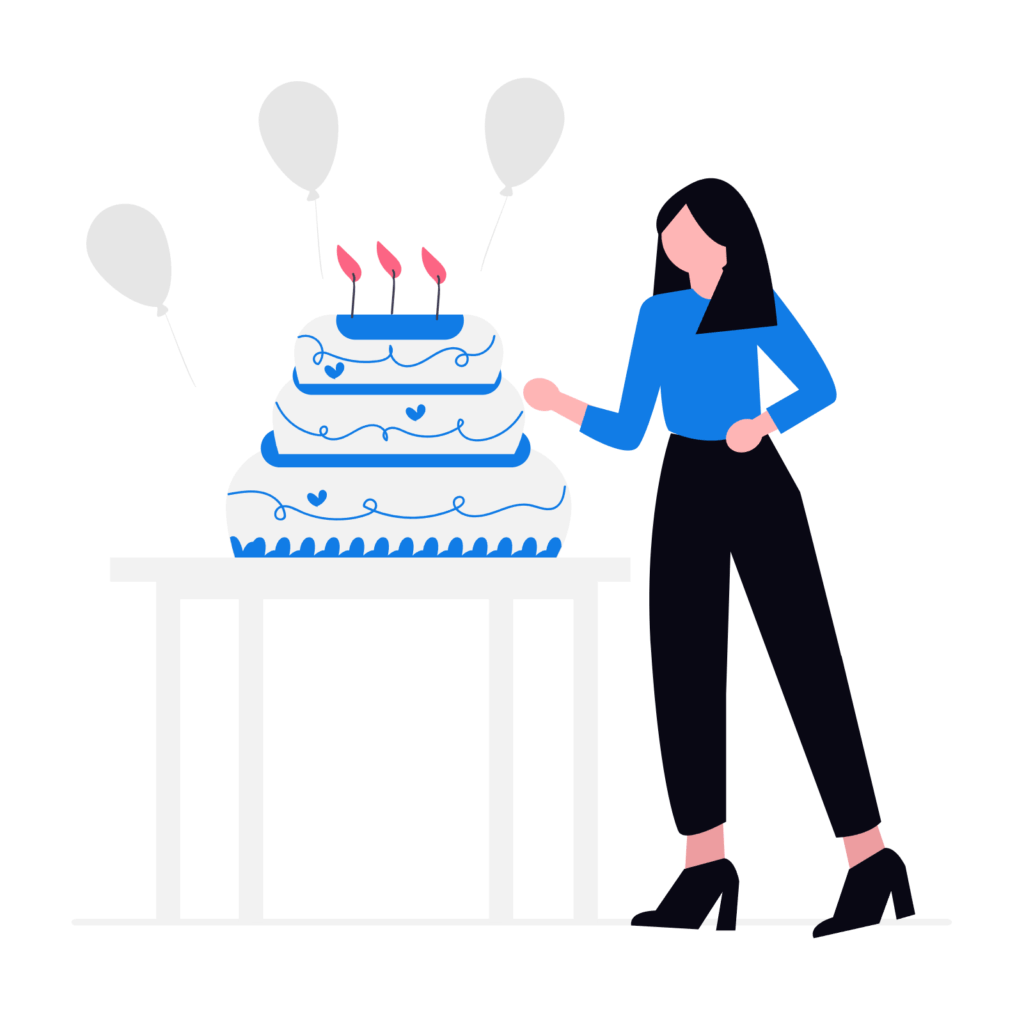 undraw graphic woman and birthday cake