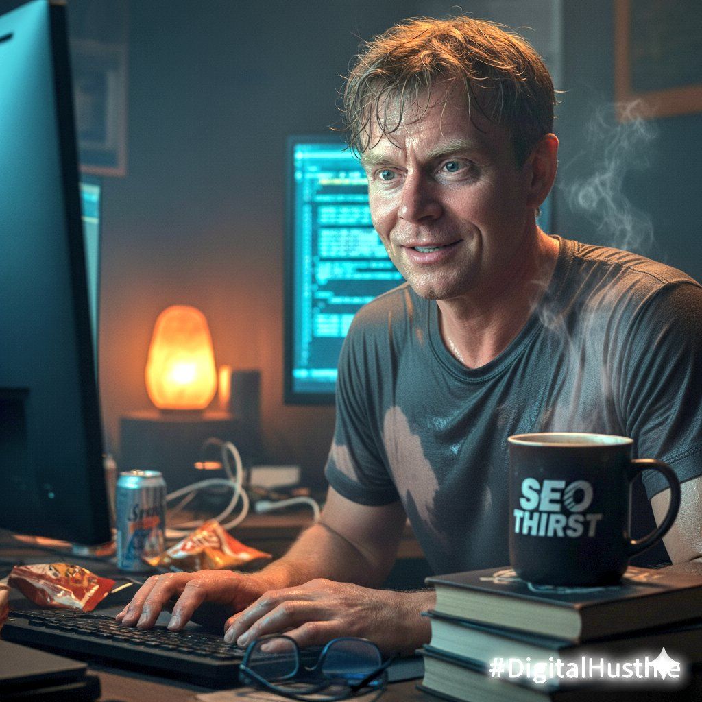 AI image of Warren working on his SEO