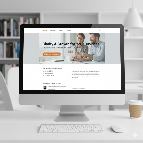 a clean website in a white office