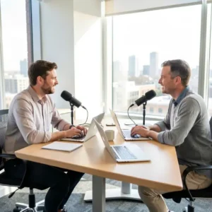 AI generated image two men on a podcast by Freepik