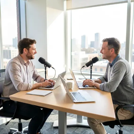 AI generated image two men on a podcast by Freepik