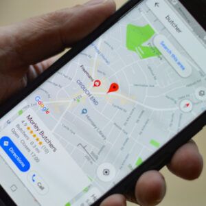 google local maps showing a butcher on a smartphone