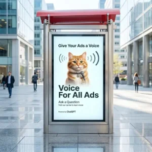 AI generated image of a cat in an advertisment